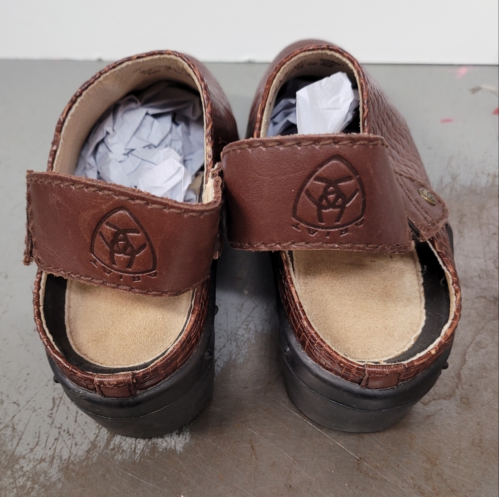 Ariat Women’s Size 6 Woven Brown Leather Slides Mules Strap Style 94024 - Picture 8 of 10